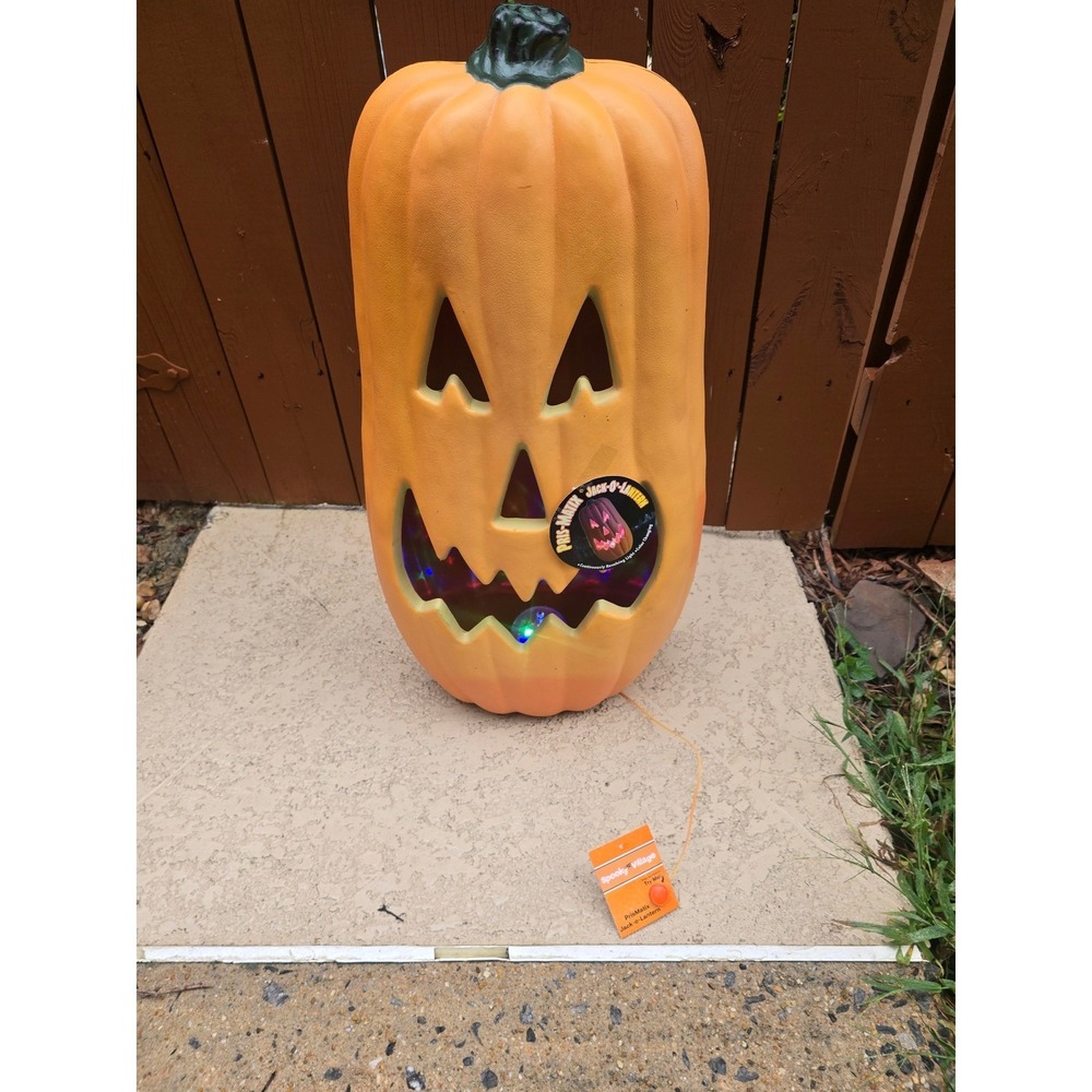 PrisMatix 27" Blow Mold JACK O LANTERN Pumpkin Spooky Village Light Up VIDEO